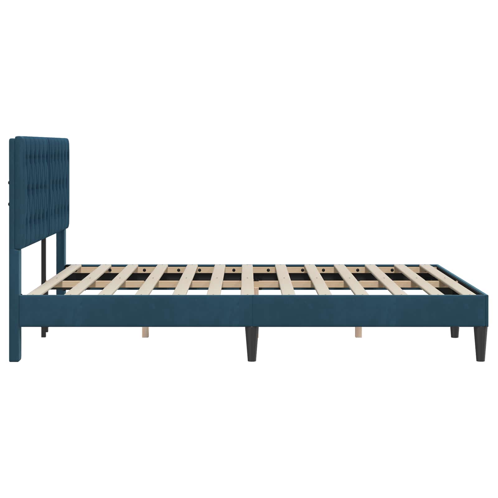 Σκελετός Κρεβατιού με κεφαλάρι Μπλε 140 x 190 cm Βελούδο - Pakobazaar