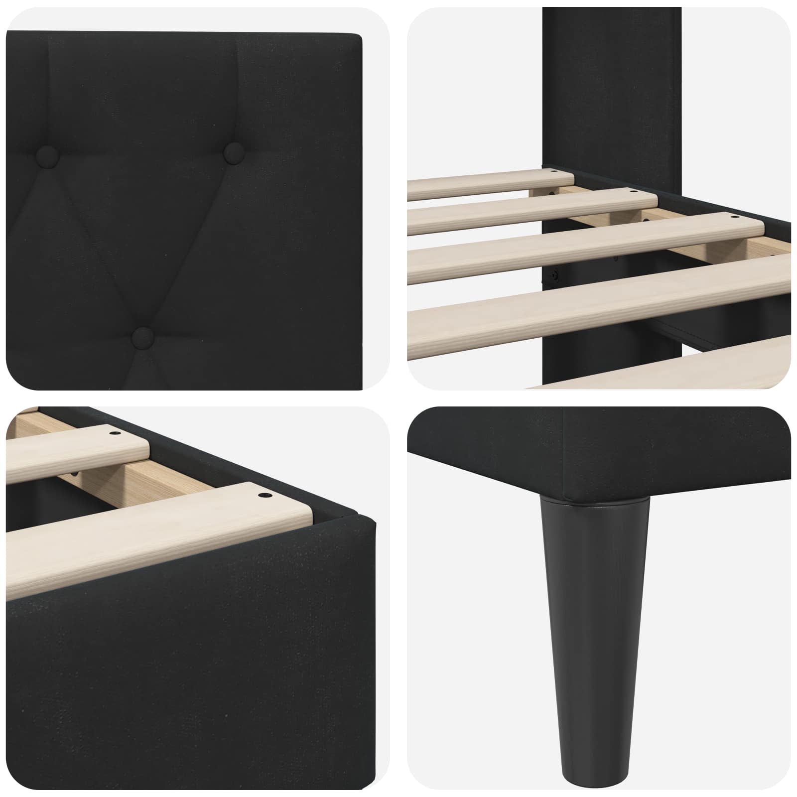 Σκελετός Κρεβατιού με κεφαλάρι Μαύρο 140 x 200 cm Βελούδο - Pakobazaar