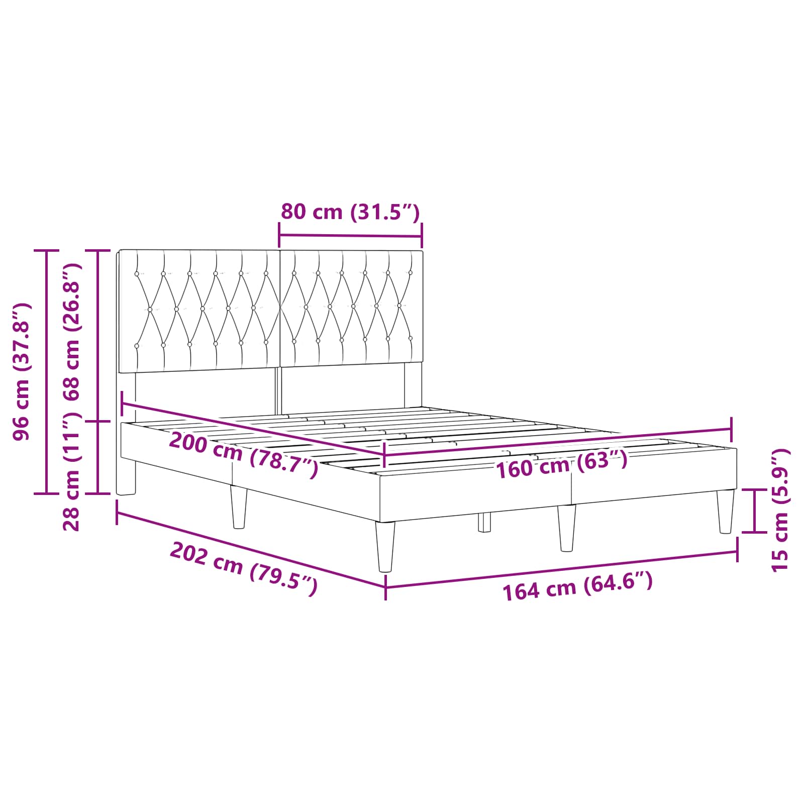 Σκελετός Κρεβατιού Σκούρο Πράσινο 160 x 200 cm Βελούδο - Pakobazaar