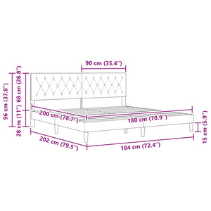 Σκελετός Κρεβατιού με κεφαλάρι Μαύρο 180 x 200 cm Βελούδο - Pakobazaar