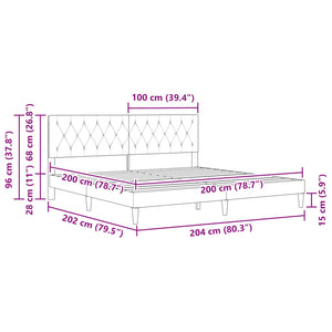 Σκελετός Κρεβατιού Ανοιχτό γκρι 200 x 200 cm Βελούδο - Pakobazaar
