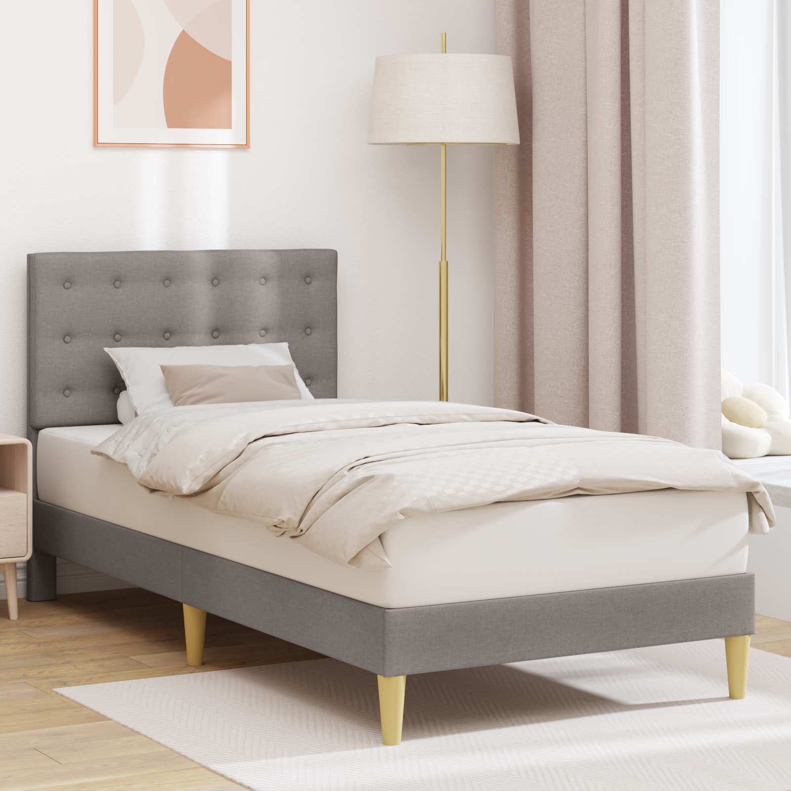 Σκελετός Κρεβατιού με κεφαλάρι Taupe 80 x 200 cm Ύφασμα - Pakobazaar