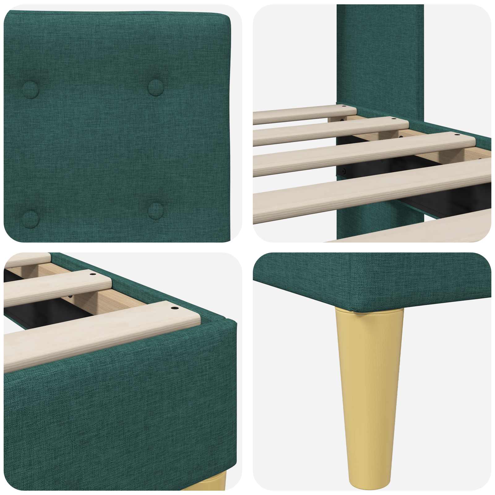 Σκελετός Κρεβατιού Σκούρο Πράσινο 90 x 190 cm Ύφασμα - Pakobazaar