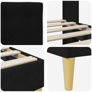 Σκελετός Κρεβατιού με κεφαλάρι Μαύρο 140 x 190 cm Ύφασμα - Pakobazaar