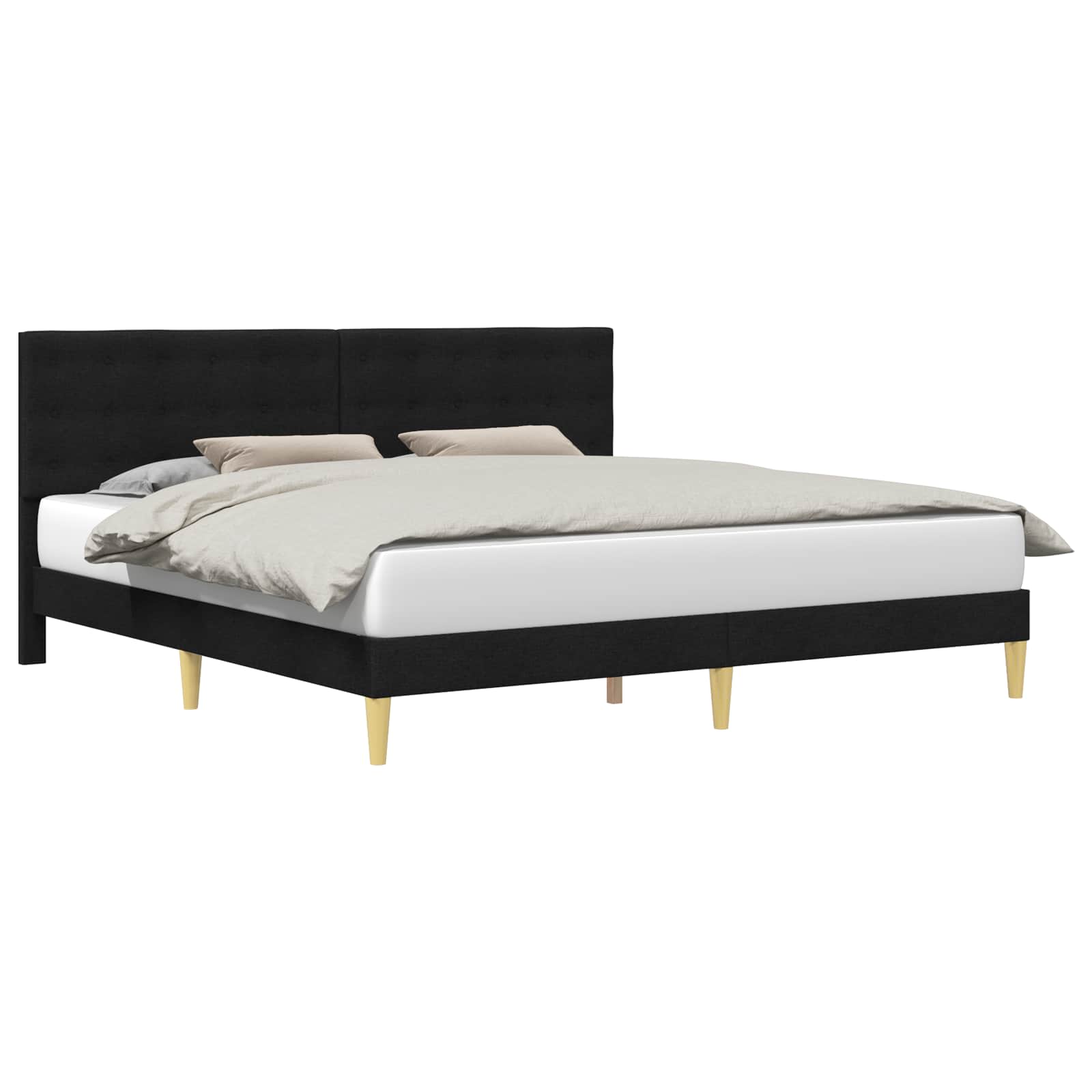 Σκελετός Κρεβατιού με κεφαλάρι Μαύρο 180 x 200 cm Ύφασμα - Pakobazaar