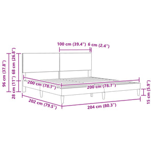 Σκελετός Κρεβατιού με κεφαλάρι Μαύρο 200 x 200 cm Ύφασμα - Pakobazaar