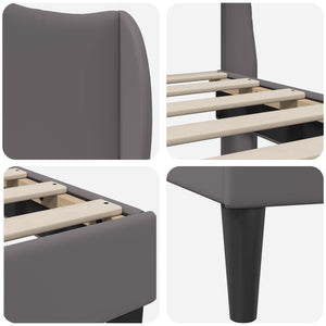 Σκελετός Κρεβατιού με κεφαλάρι Γκρι 180 x 200 cm Τεχνητό Δέρμα - Pakobazaar