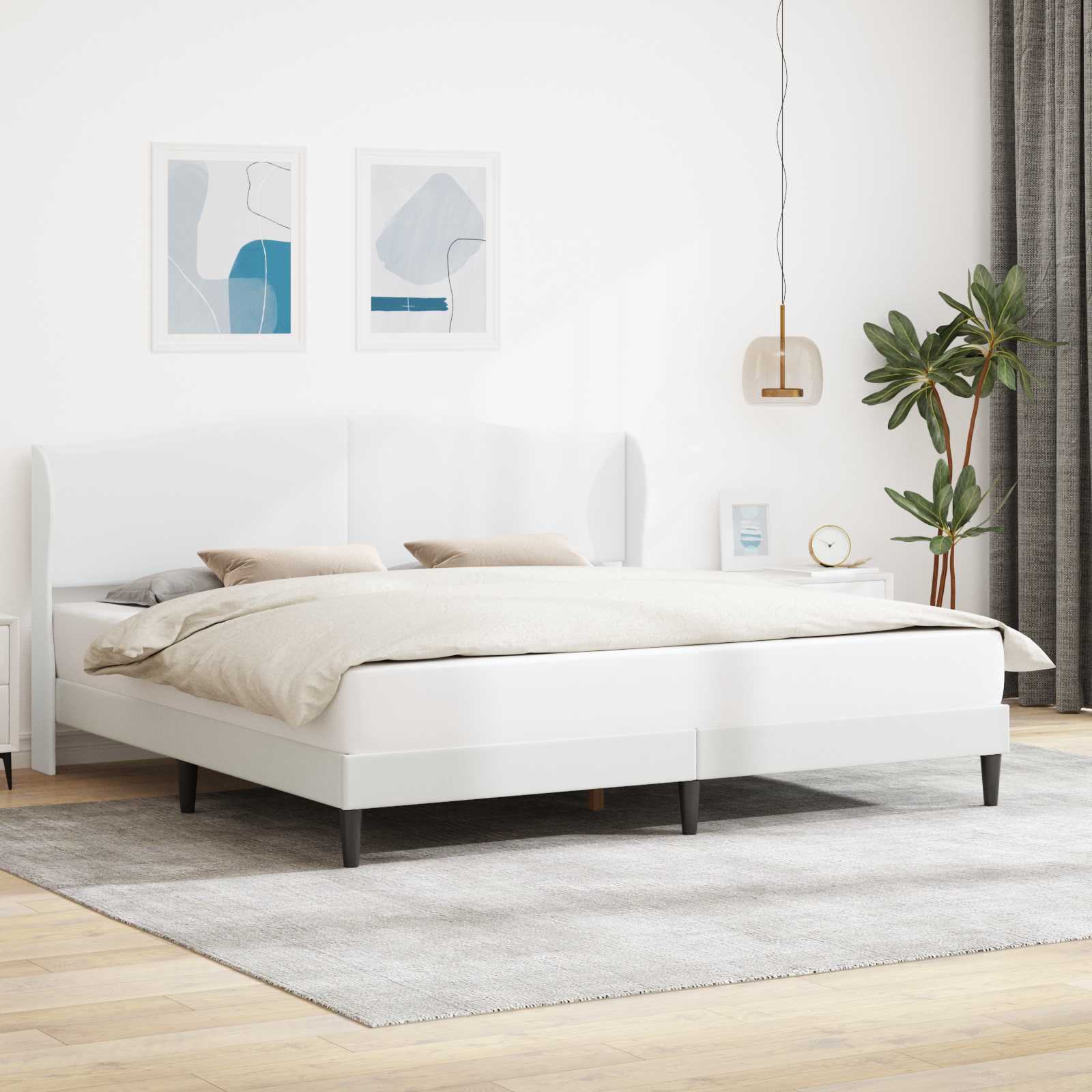 Σκελετός Κρεβατιού με κεφαλάρι Λευκό 180 x 200 cm Τεχνητό Δέρμα - Pakobazaar