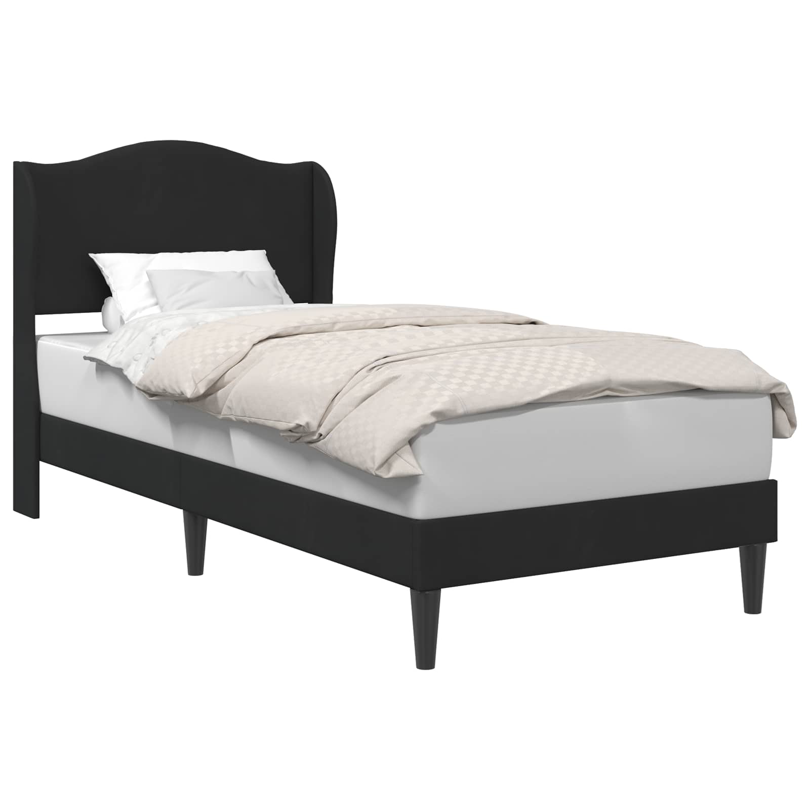 Σκελετός Κρεβατιού με κεφαλάρι Μαύρο 90 x 190 cm Βελούδο - Pakobazaar