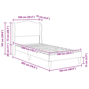 Σκελετός Κρεβατιού με κεφαλάρι Μαύρο 100 x 200 cm Βελούδο - Pakobazaar