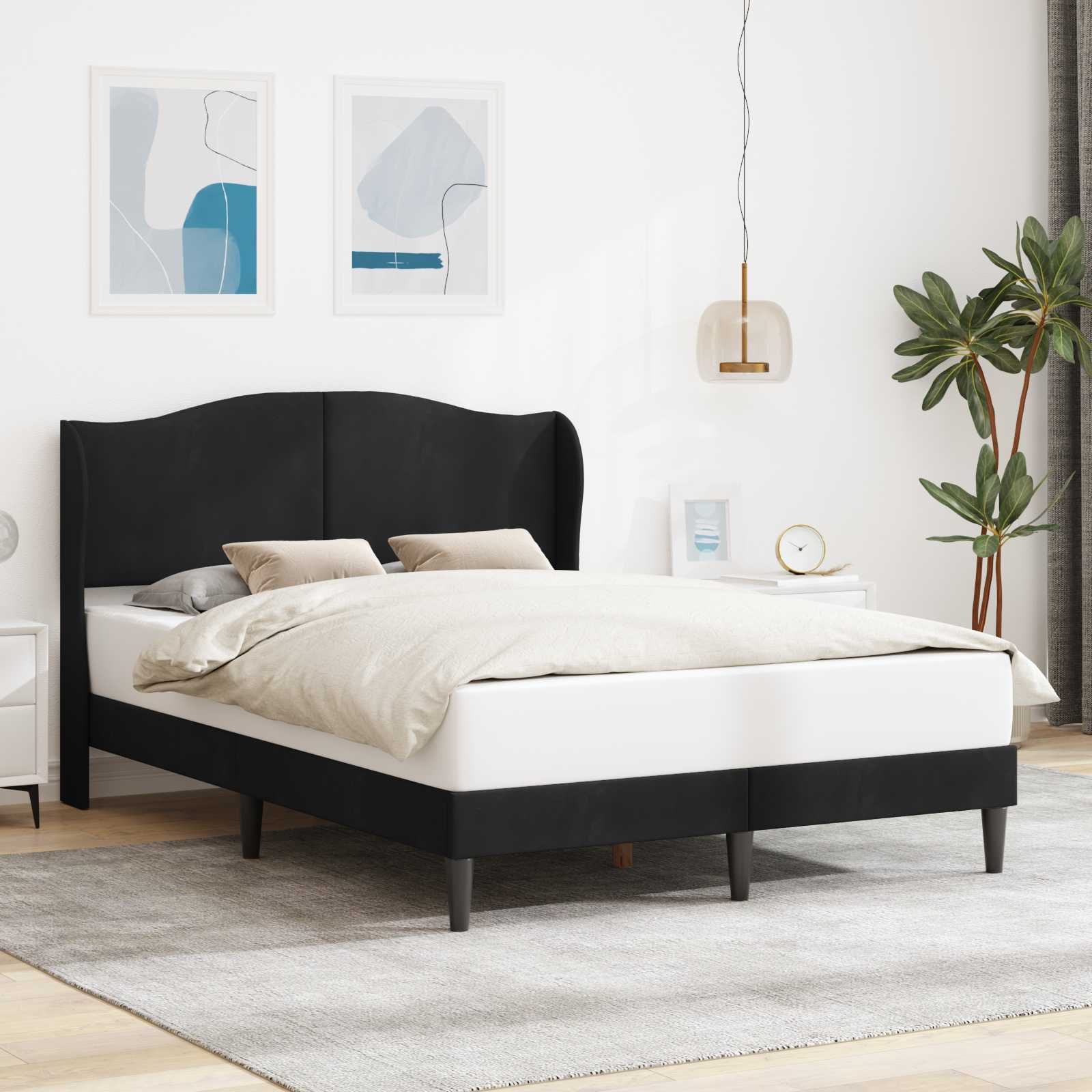 Σκελετός Κρεβατιού με κεφαλάρι Μαύρο 160 x 200 cm Βελούδο - Pakobazaar