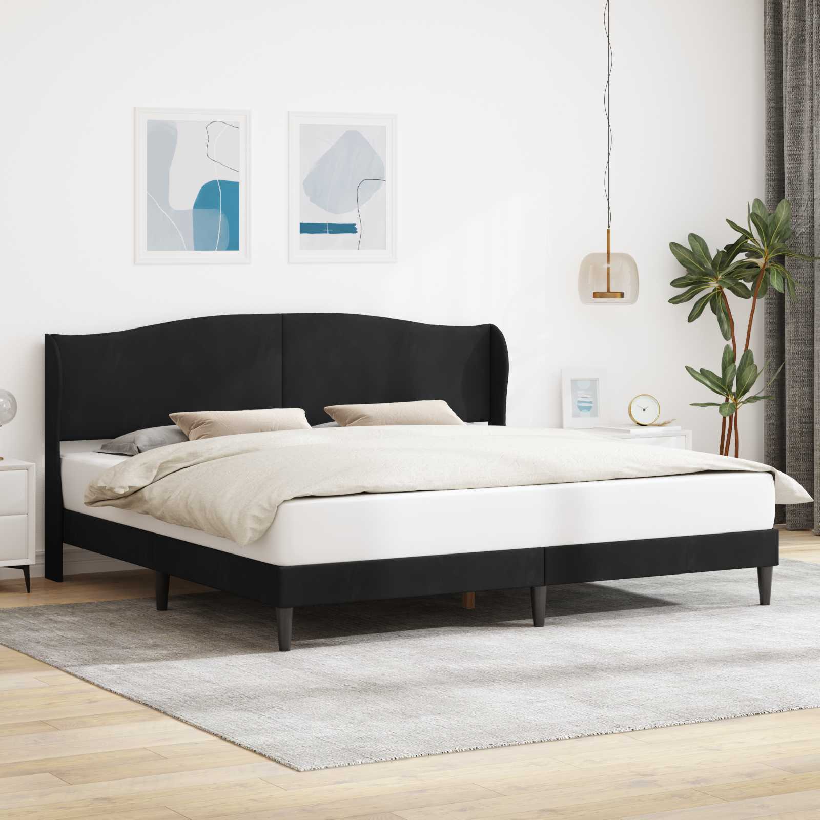 Σκελετός Κρεβατιού με κεφαλάρι Μαύρο 180 x 200 cm Βελούδο - Pakobazaar