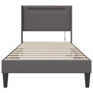 Σκελετός Κρεβατιού με κεφαλάρι Γκρι 90 x 190 cm Τεχνητό Δέρμα - Pakobazaar
