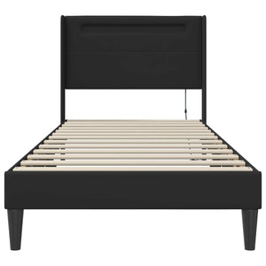 Σκελετός Κρεβατιού με κεφαλάρι Μαύρο 90 x 190 cm Τεχνητό Δέρμα - Pakobazaar