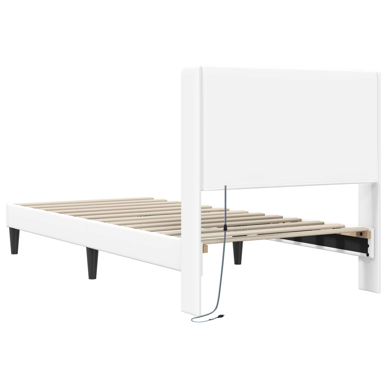 Σκελετός Κρεβατιού με κεφαλάρι Λευκό 90 x 190 cm Τεχνητό Δέρμα - Pakobazaar