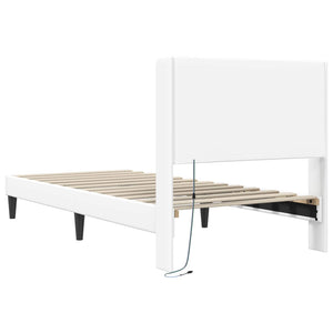 Σκελετός Κρεβατιού με κεφαλάρι Λευκό 90 x 190 cm Τεχνητό Δέρμα - Pakobazaar