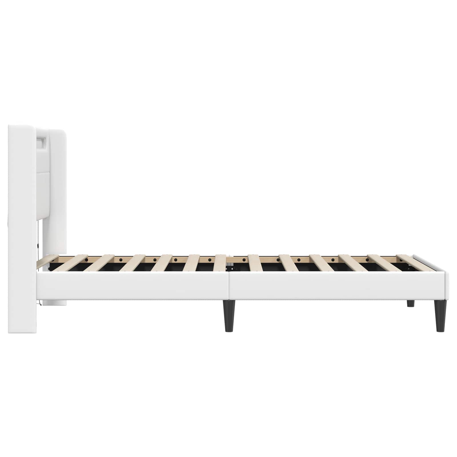 Σκελετός Κρεβατιού με κεφαλάρι Λευκό 90 x 190 cm Τεχνητό Δέρμα - Pakobazaar