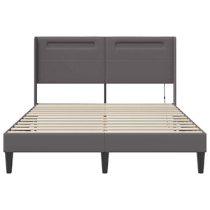 Σκελετός Κρεβατιού με κεφαλάρι Γκρι 140 x 190 cm Τεχνητό Δέρμα - Pakobazaar