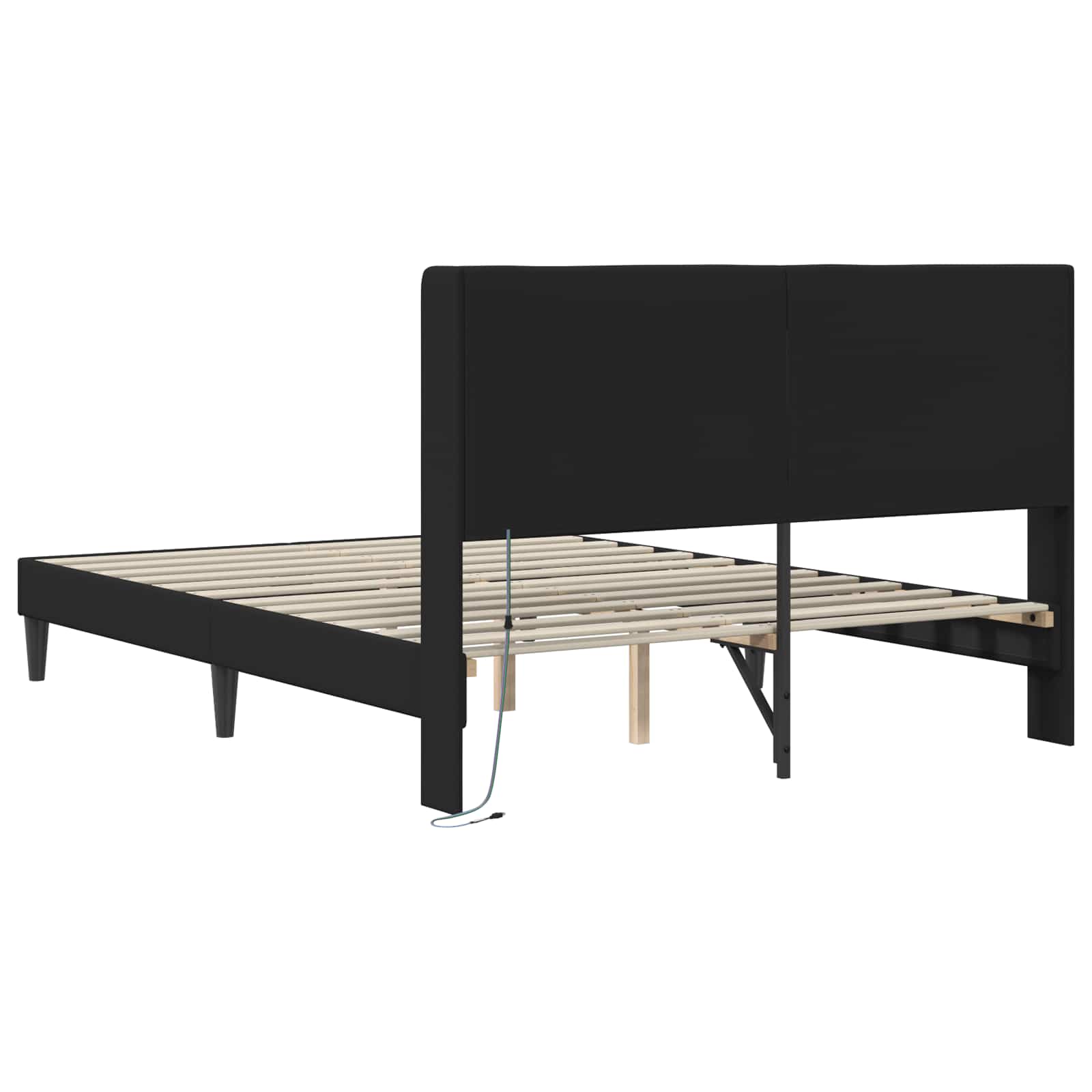 Σκελετός Κρεβατιού με κεφαλάρι Μαύρο 140 x 190 cm Τεχνητό Δέρμα - Pakobazaar