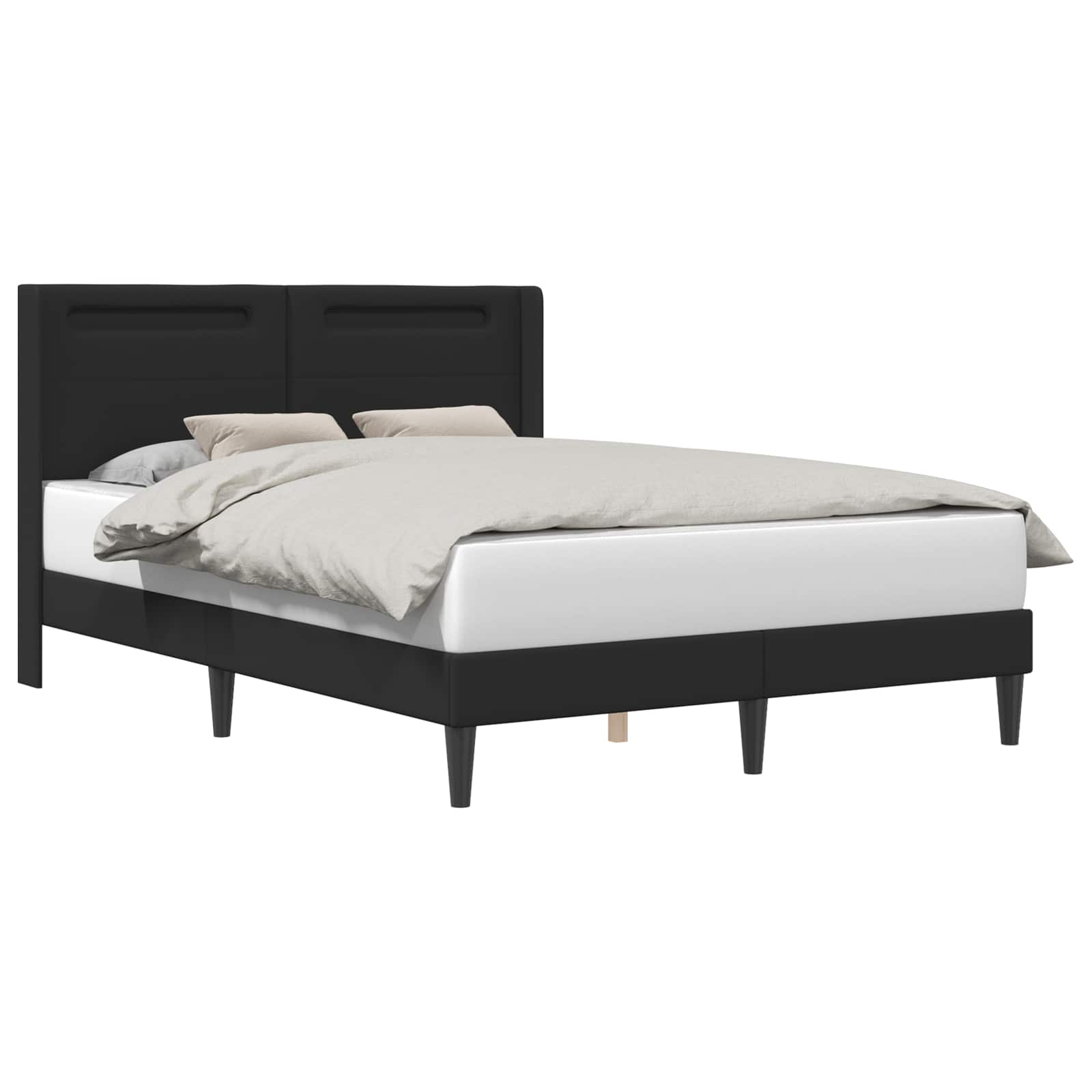 Σκελετός Κρεβατιού με κεφαλάρι Μαύρο 140 x 190 cm Τεχνητό Δέρμα - Pakobazaar
