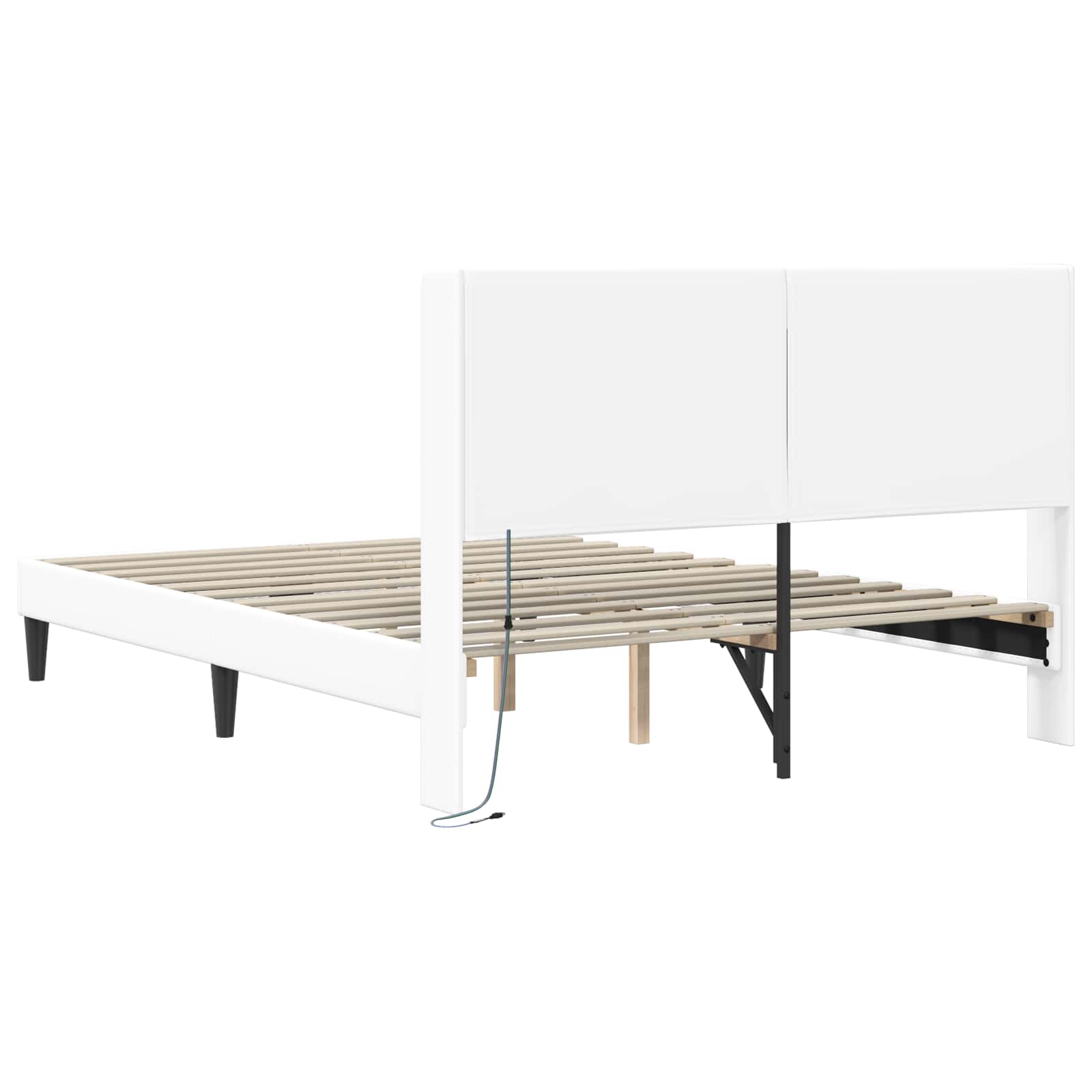 Σκελετός Κρεβατιού με κεφαλάρι Λευκό 140 x 190 cm Τεχνητό Δέρμα - Pakobazaar