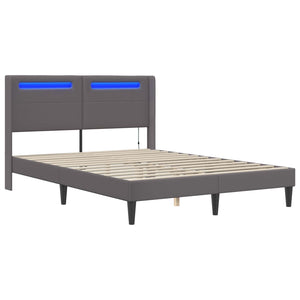 Σκελετός Κρεβατιού με κεφαλάρι Γκρι 140 x 200 cm Τεχνητό Δέρμα - Pakobazaar