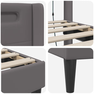 Σκελετός Κρεβατιού με κεφαλάρι Γκρι 180 x 200 cm Τεχνητό Δέρμα - Pakobazaar