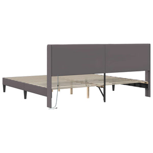Σκελετός Κρεβατιού με κεφαλάρι Γκρι 180 x 200 cm Τεχνητό Δέρμα - Pakobazaar