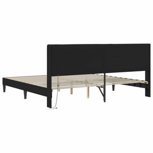 Σκελετός Κρεβατιού με κεφαλάρι Μαύρο 180 x 200 cm Τεχνητό Δέρμα - Pakobazaar
