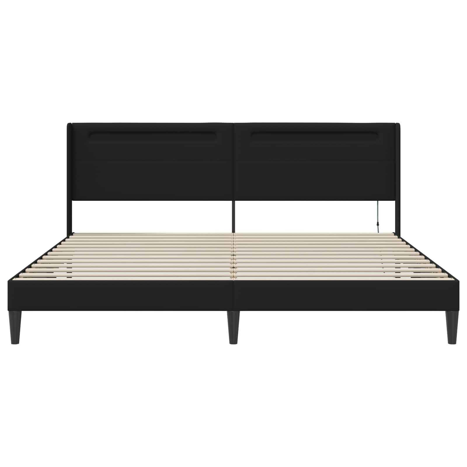 Σκελετός Κρεβατιού με κεφαλάρι Μαύρο 180 x 200 cm Τεχνητό Δέρμα - Pakobazaar