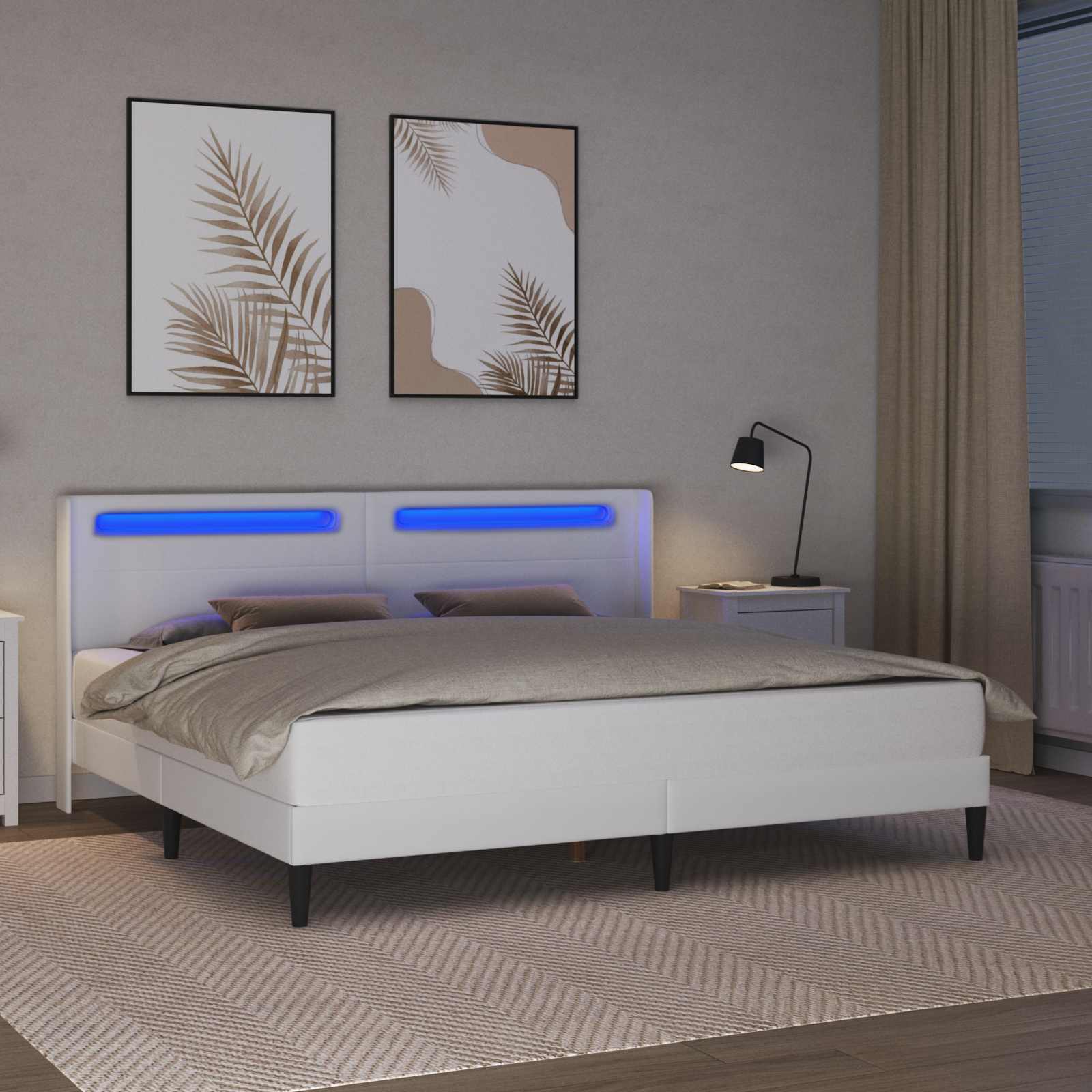 Σκελετός Κρεβατιού με κεφαλάρι Λευκό 180 x 200 cm Τεχνητό Δέρμα - Pakobazaar