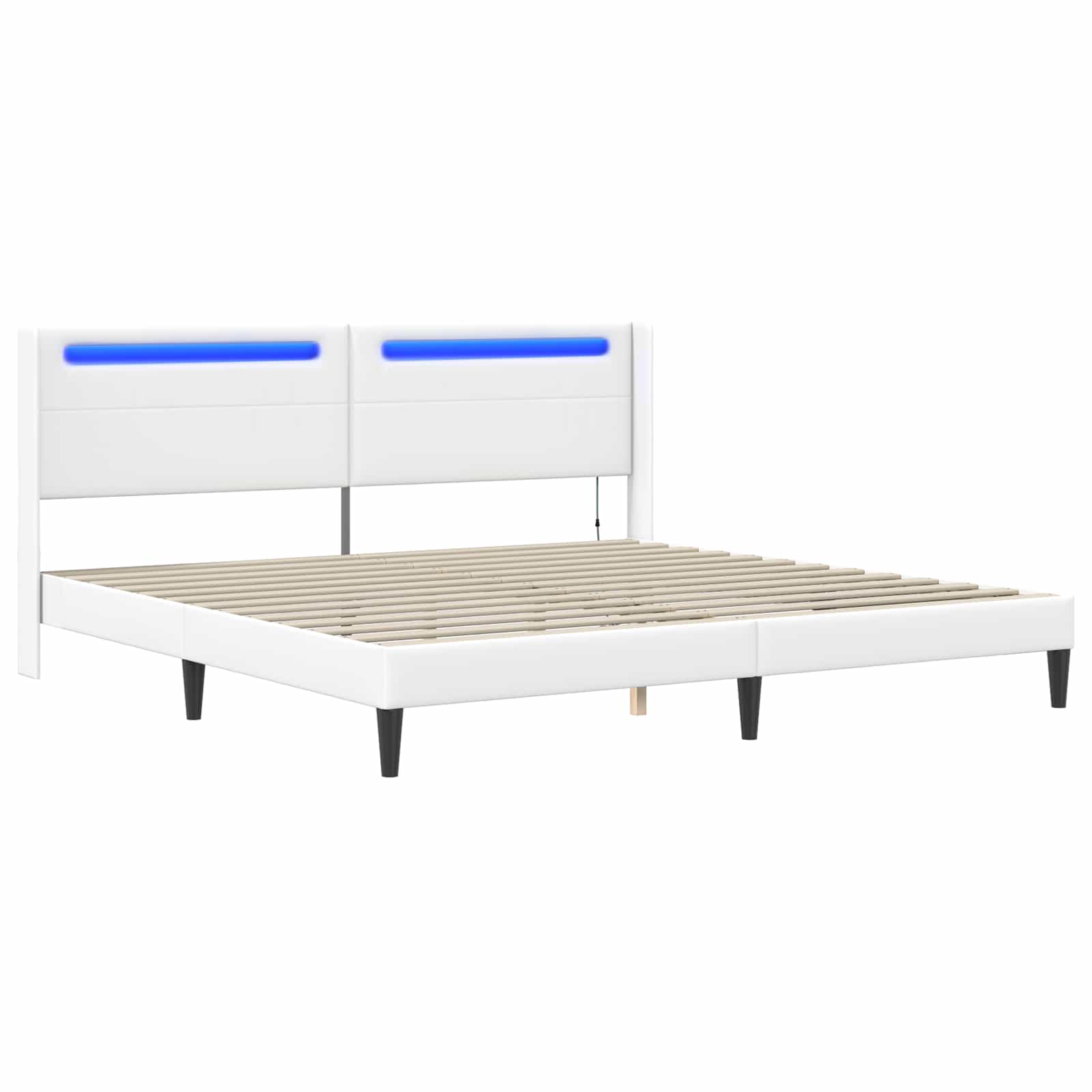 Σκελετός Κρεβατιού με κεφαλάρι Λευκό 180 x 200 cm Τεχνητό Δέρμα - Pakobazaar