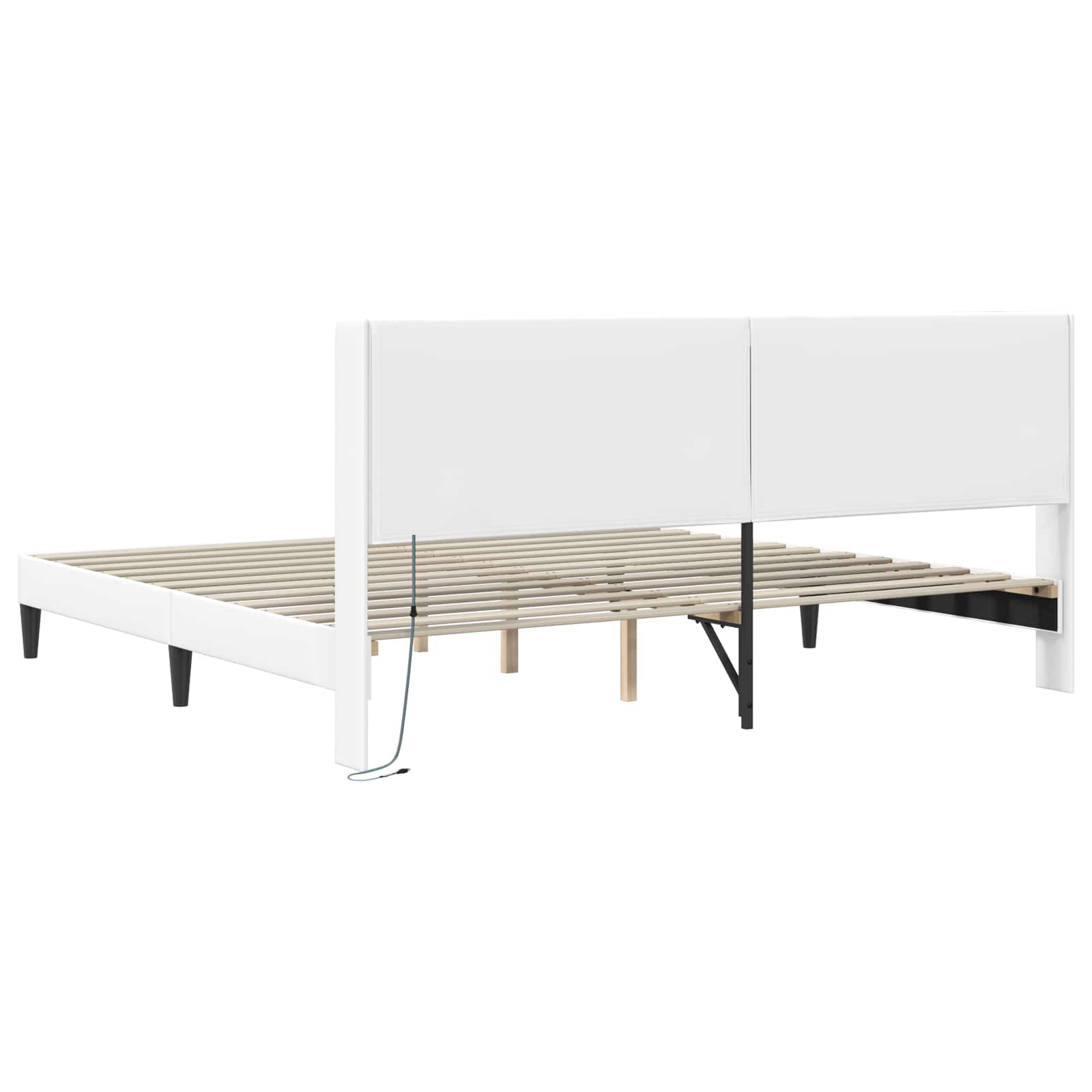 Σκελετός Κρεβατιού με κεφαλάρι Λευκό 180 x 200 cm Τεχνητό Δέρμα - Pakobazaar