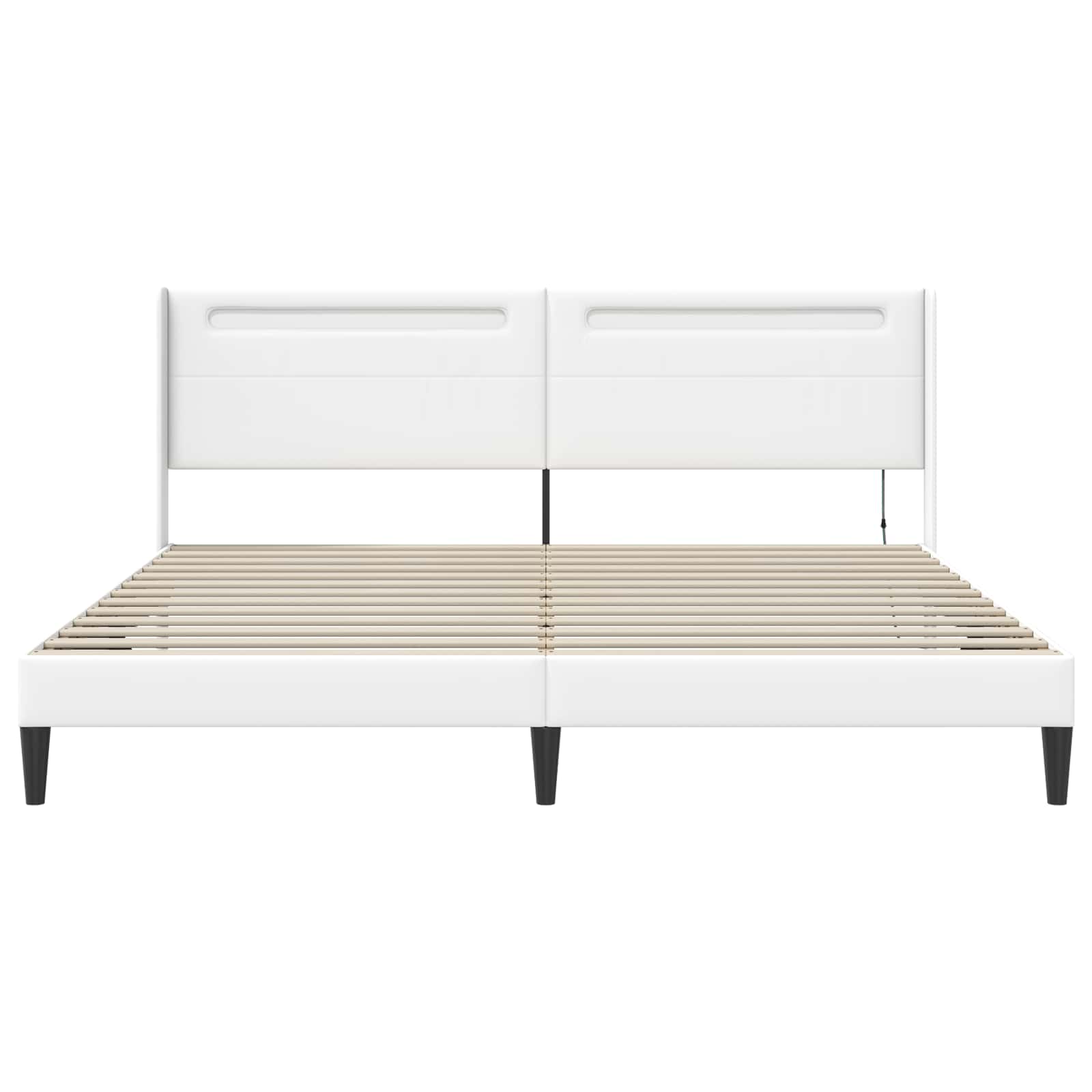 Σκελετός Κρεβατιού με κεφαλάρι Λευκό 180 x 200 cm Τεχνητό Δέρμα - Pakobazaar