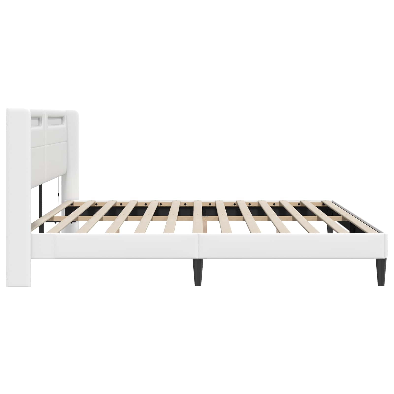 Σκελετός Κρεβατιού με κεφαλάρι Λευκό 180 x 200 cm Τεχνητό Δέρμα - Pakobazaar