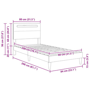 Σκελετός Κρεβατιού με κεφαλάρι Μαύρο 80 x 200 cm Τεχνητό Δέρμα - Pakobazaar