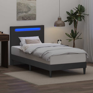 Σκελετός Κρεβατιού με κεφαλάρι Γκρι 90 x 190 cm Τεχνητό Δέρμα - Pakobazaar