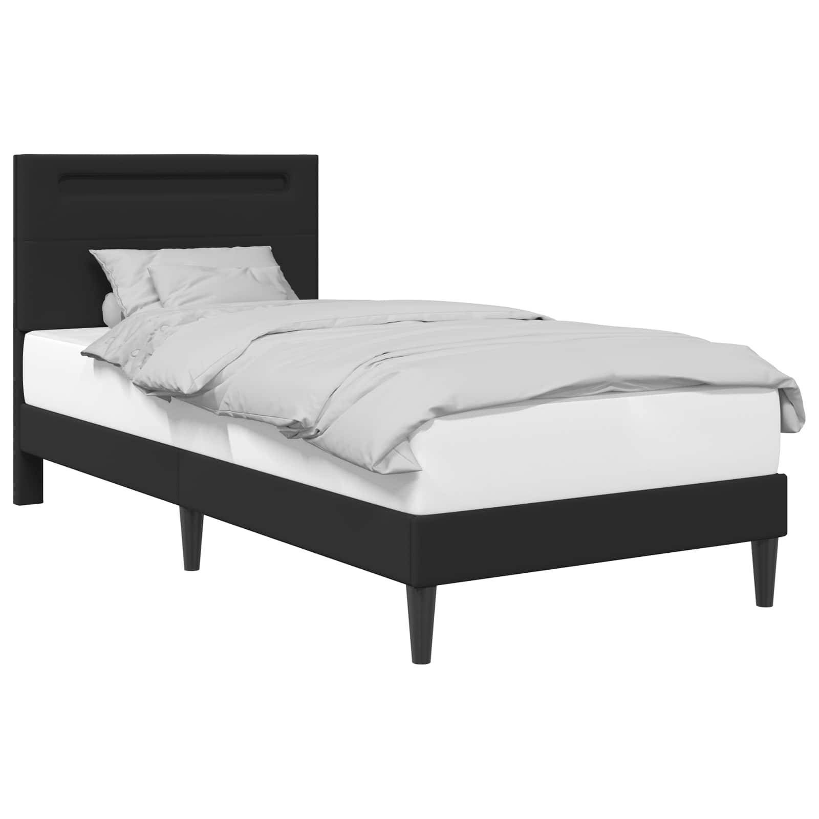 Σκελετός Κρεβατιού με κεφαλάρι Μαύρο 90 x 190 cm Τεχνητό Δέρμα - Pakobazaar