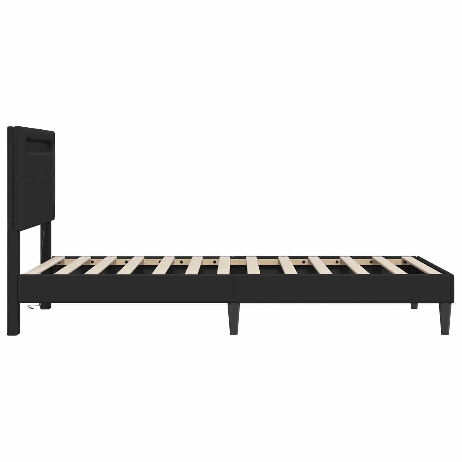 Σκελετός Κρεβατιού με κεφαλάρι Μαύρο 90 x 190 cm Τεχνητό Δέρμα - Pakobazaar