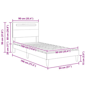 Σκελετός Κρεβατιού με κεφαλάρι Λευκό 90 x 190 cm Τεχνητό Δέρμα - Pakobazaar