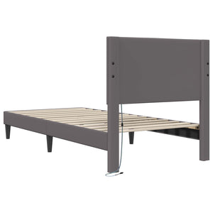 Σκελετός Κρεβατιού με κεφαλάρι Γκρι 100 x 200 cm Τεχνητό Δέρμα - Pakobazaar