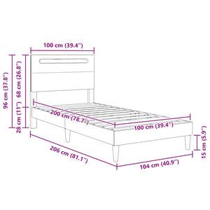 Σκελετός Κρεβατιού με κεφαλάρι Μαύρο 100 x 200 cm Τεχνητό Δέρμα - Pakobazaar