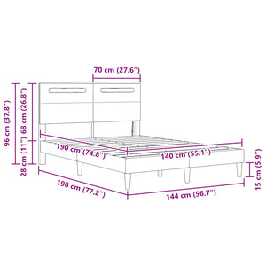Σκελετός Κρεβατιού με κεφαλάρι Μαύρο 140 x 190 cm Τεχνητό Δέρμα - Pakobazaar