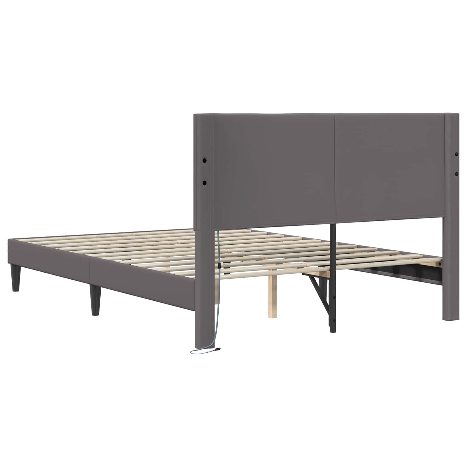 Σκελετός Κρεβατιού με κεφαλάρι Γκρι 140 x 200 cm Τεχνητό Δέρμα - Pakobazaar