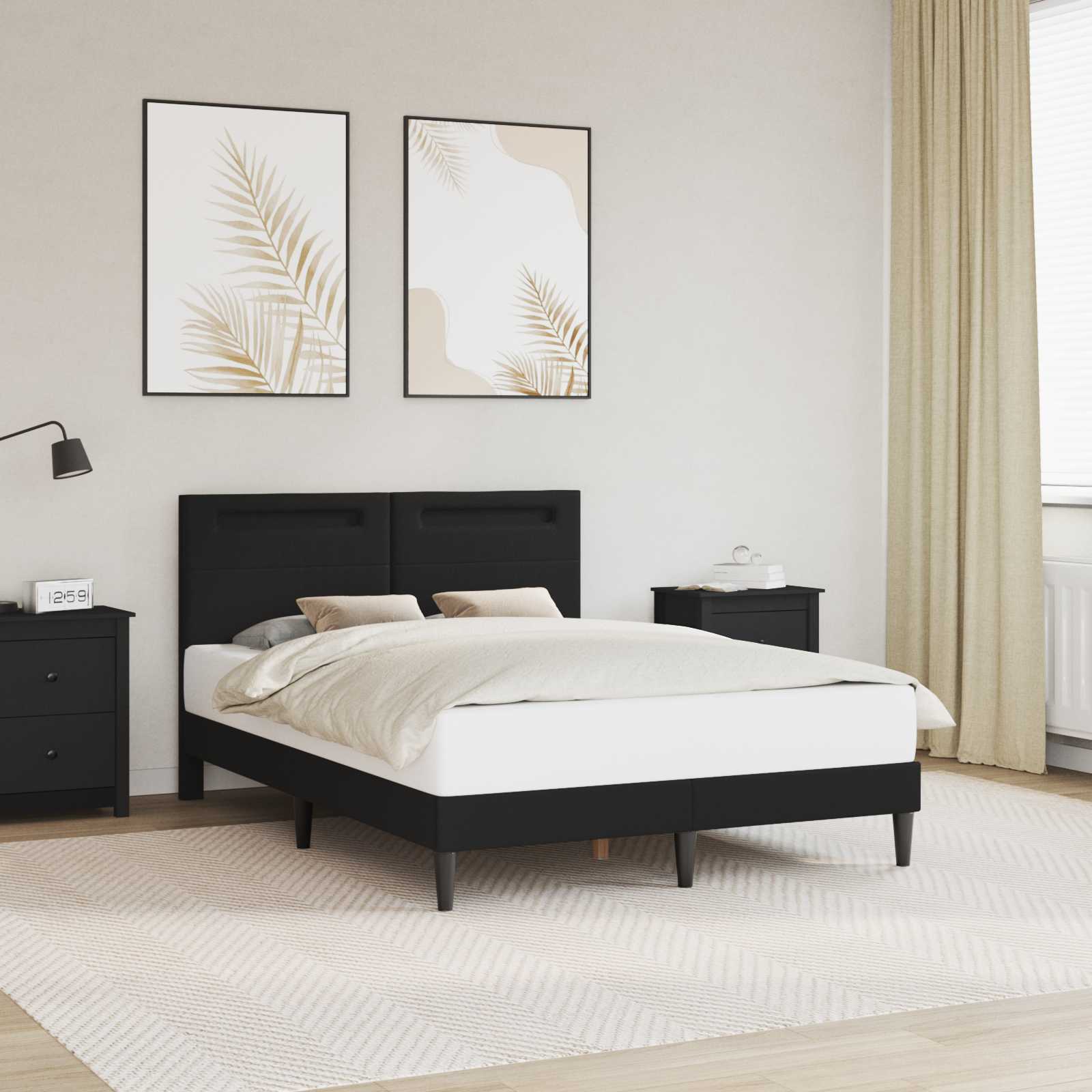 Σκελετός Κρεβατιού με κεφαλάρι Μαύρο 160 x 200 cm Τεχνητό Δέρμα - Pakobazaar