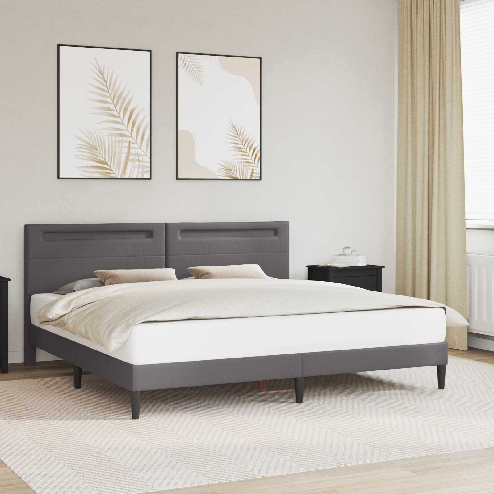 Σκελετός Κρεβατιού με κεφαλάρι Γκρι 180 x 200 cm Τεχνητό Δέρμα - Pakobazaar