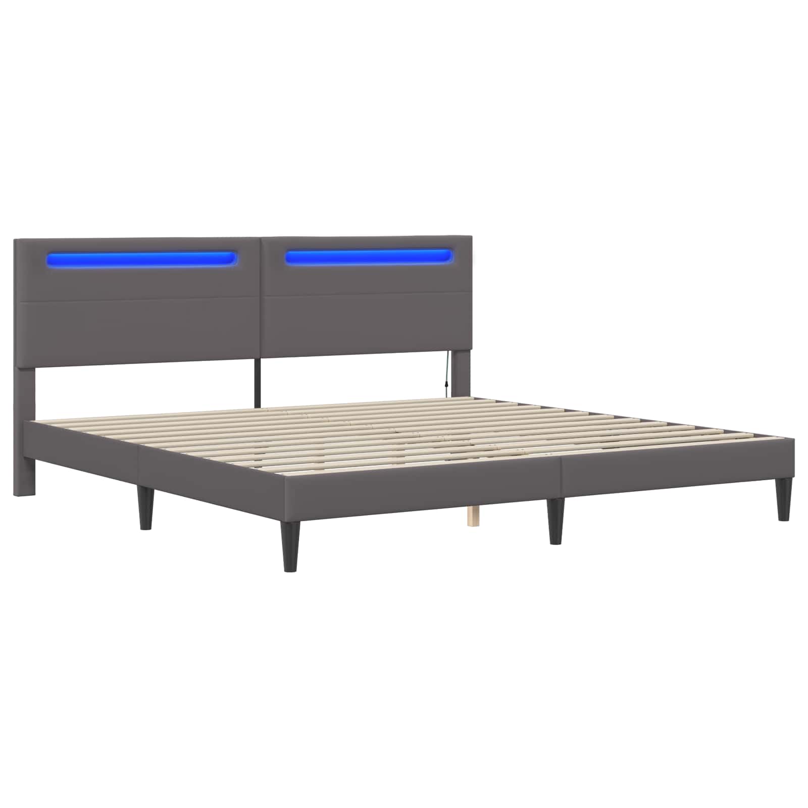 Σκελετός Κρεβατιού με κεφαλάρι Γκρι 180 x 200 cm Τεχνητό Δέρμα - Pakobazaar