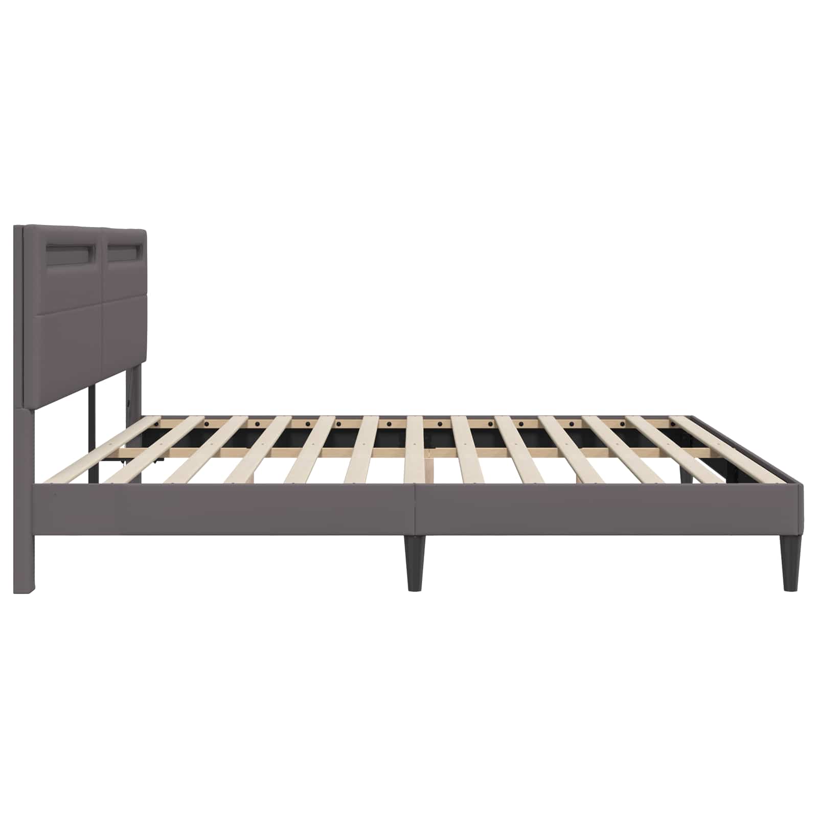 Σκελετός Κρεβατιού με κεφαλάρι Γκρι 180 x 200 cm Τεχνητό Δέρμα - Pakobazaar