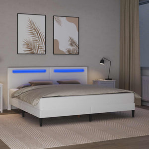 Σκελετός Κρεβατιού με κεφαλάρι Λευκό 180 x 200 cm Τεχνητό Δέρμα - Pakobazaar