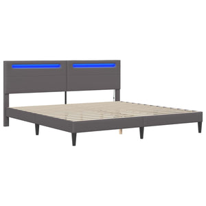 Σκελετός Κρεβατιού με κεφαλάρι Γκρι 200 x 200 cm Τεχνητό Δέρμα - Pakobazaar